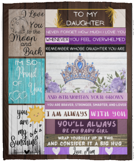 Daughter Multi Phrase Fleece Blanket