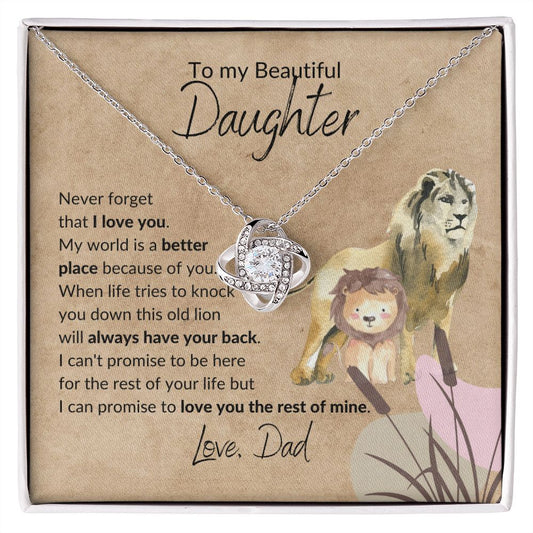 Daughter Never Forget Lion Love Knot