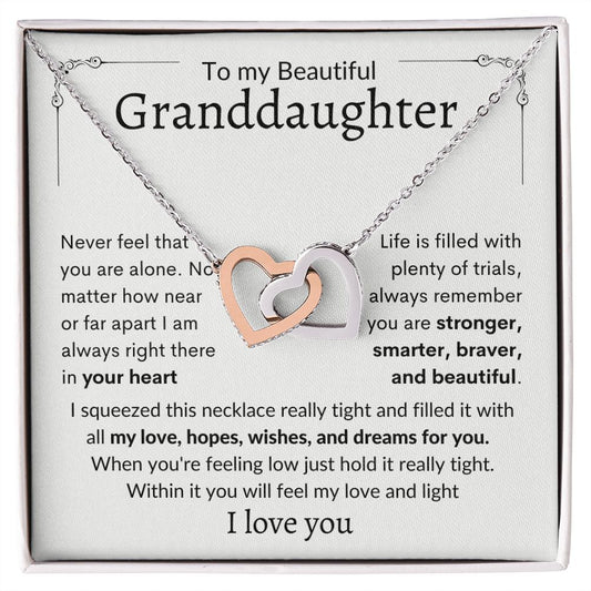 Beautiful Granddaughter Love & Light Interlocking Heart