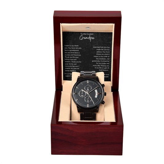 Coolest Grandpa Black Chronograph Watch
