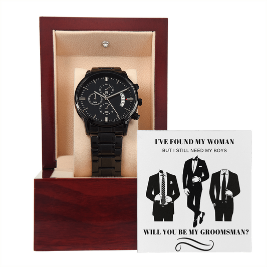 Groomsman Black Chronograph Watch